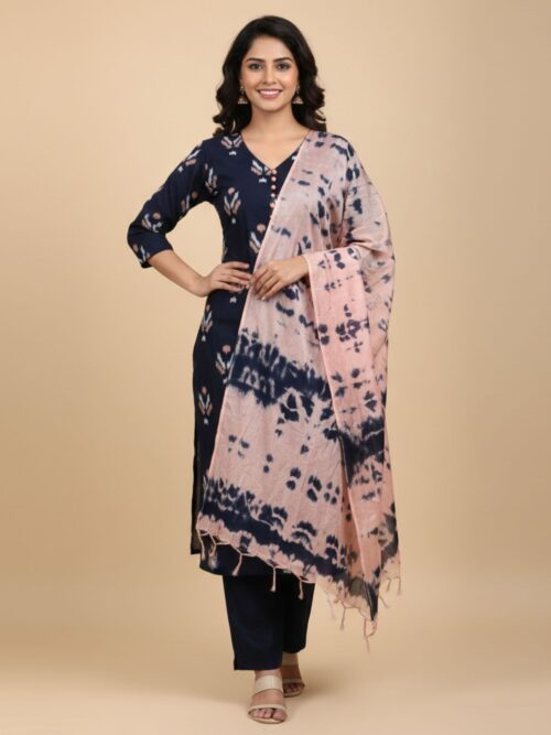 Printed A-Line Cotton Suit Set