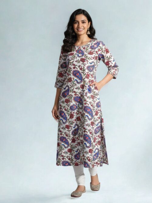 Trendy Abstract Print A-Line Kurti