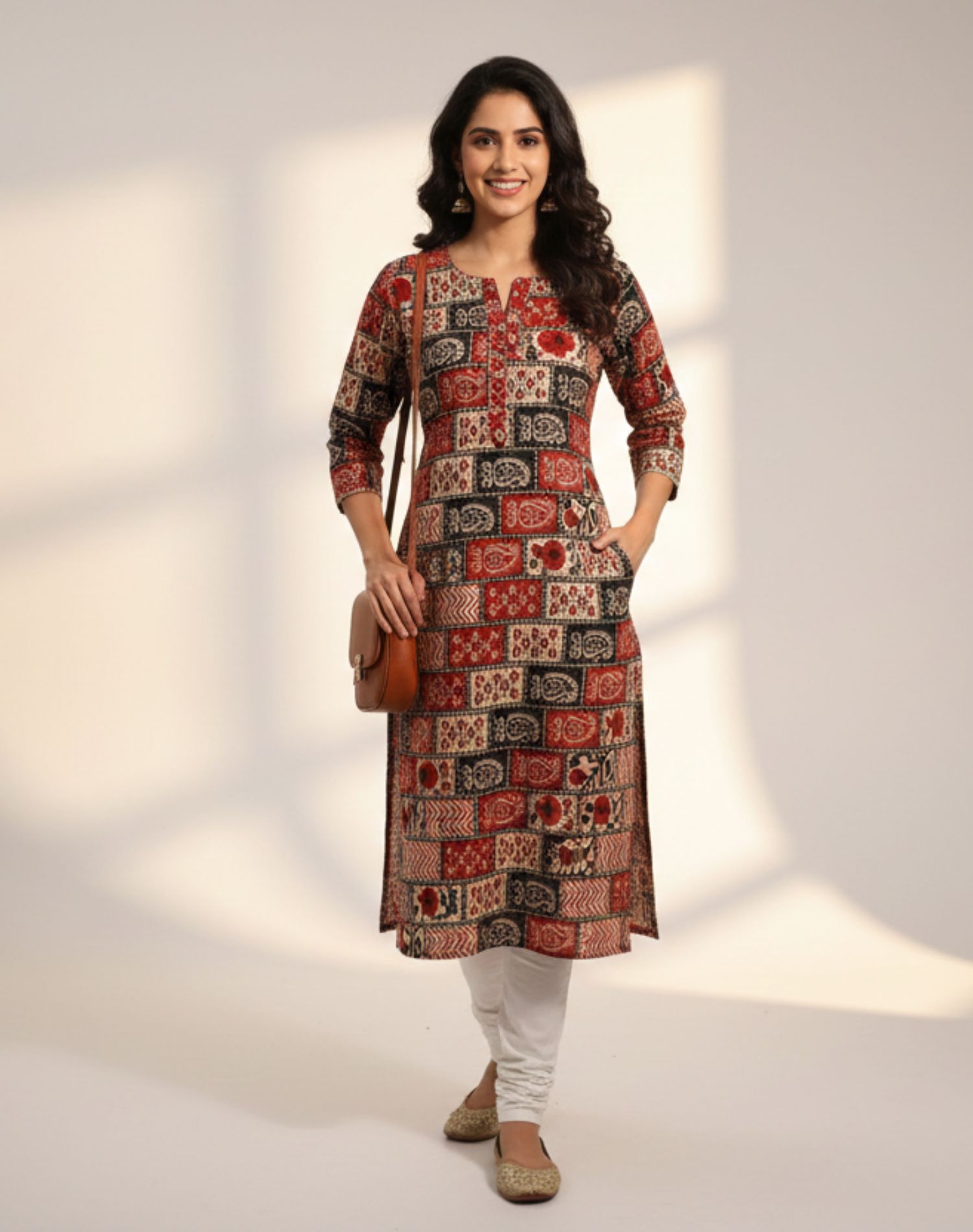 Indigo Block-Print Anarkali Kurti