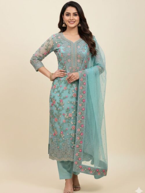 Mughal Motif Silk Suit Set